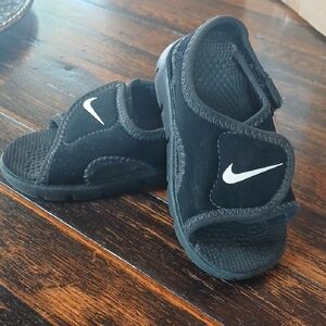 Nike Black Sandals with Sporty Velcro Design